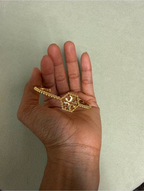 Tory Burch Jewelry - Tory Burch Gold Logo Open Cuff Bracelet